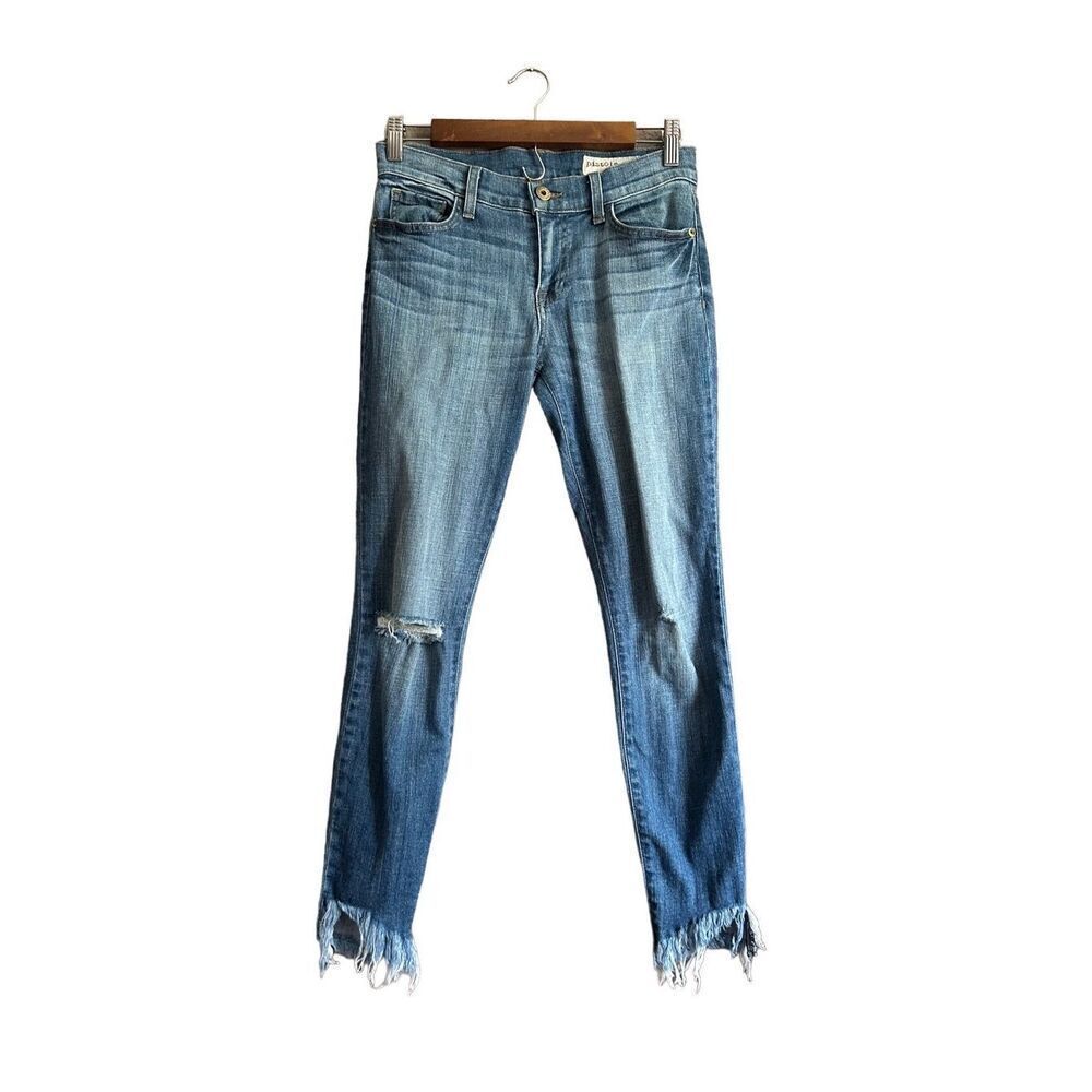 Pistola Denim Jeans Size 26 Distressed Ripped Frayed Hem Blue Wash